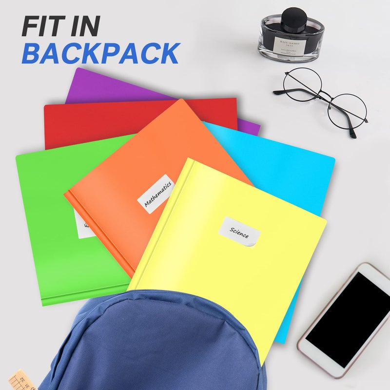 سويز مجموعة من 6 حافظات ملفات Sooez مزودة بمشابك، حافظات بلاستيكية بجيوب إضافية، حافظات ملفات متينة بجيبين و3 مشابك، لوازم العودة إلى المدرسة، مقاس A4، ألوان زاهية - Image 5